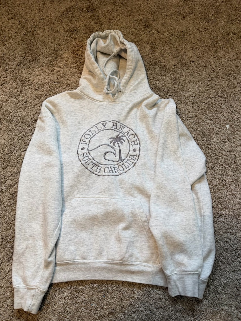 Folly Beach South Carolina Light Gray Hoodie